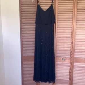 Black beaded evening dress